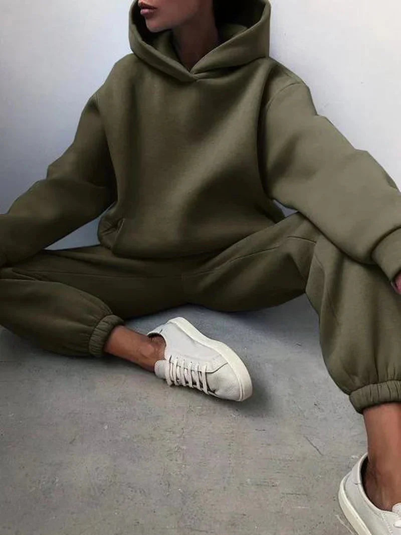 Conjunto de chándal de dos piezas ANZ, sudadera y pantalones deportivos de tela suave y cómodo para entrenamiento o casual