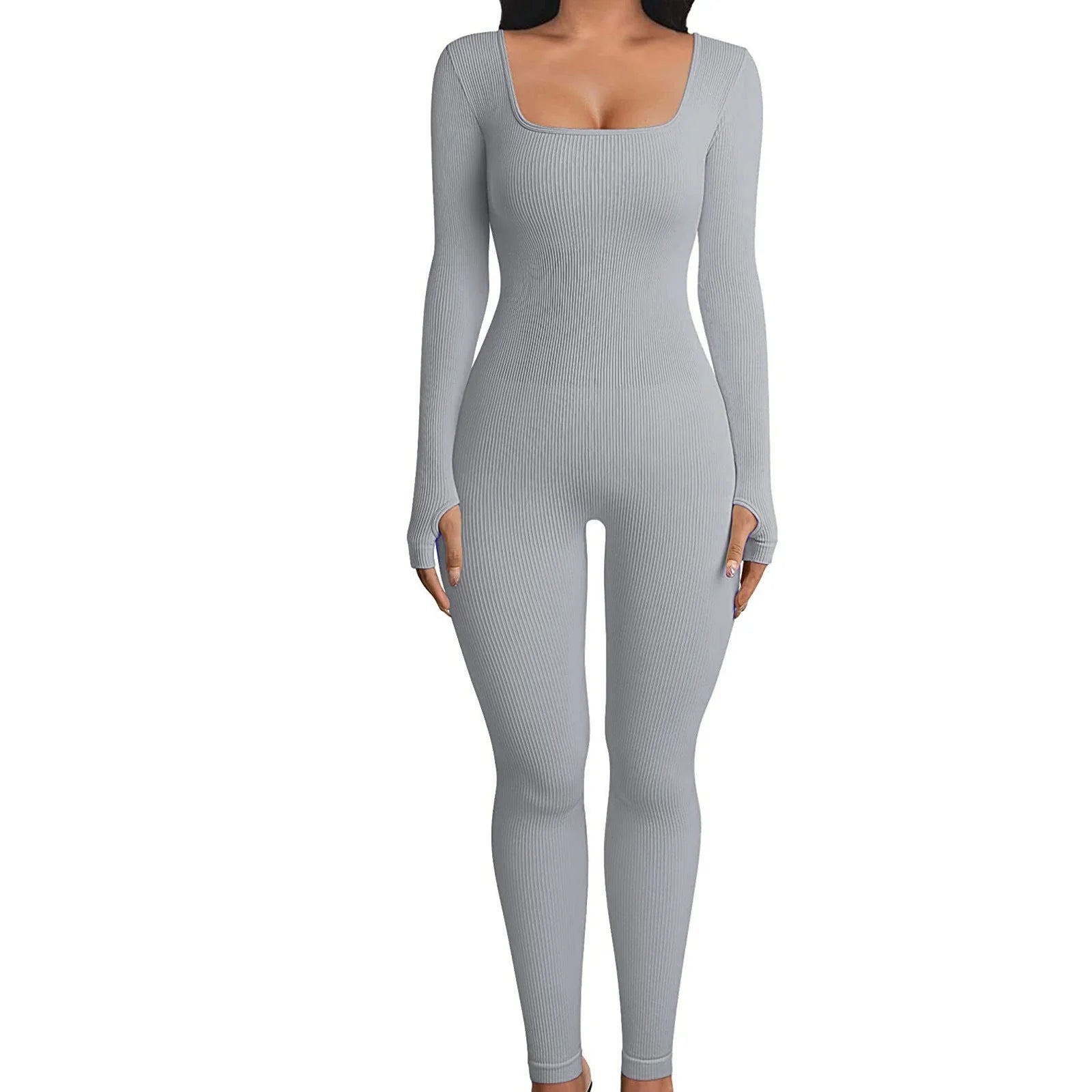 Mono de yoga para mujer ANZ, de manga larga y sin costuras, diseñado para comodidad y flexibilidad durante la práctica.