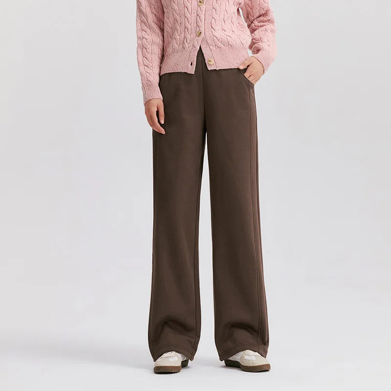 Pantalones térmicos antibacterianos para mujer Glow, pantalón ancho de color liso con forro polar, ideal para invierno 2024
