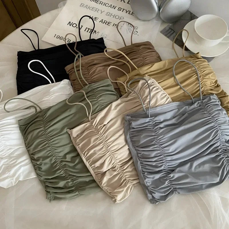Top corto sin mangas para mujer de la marca Glow, camisola de tubo con tazas y chaleco para niña, ropa interior femenina.