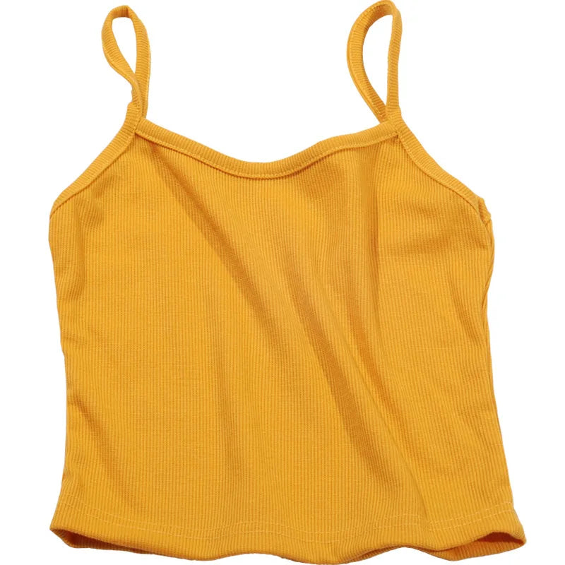 Camisola pequeña de verano para niñas, color sólido, con estilo adelgazante y chaleco de hilo, marca Glow, camisa de base corta.