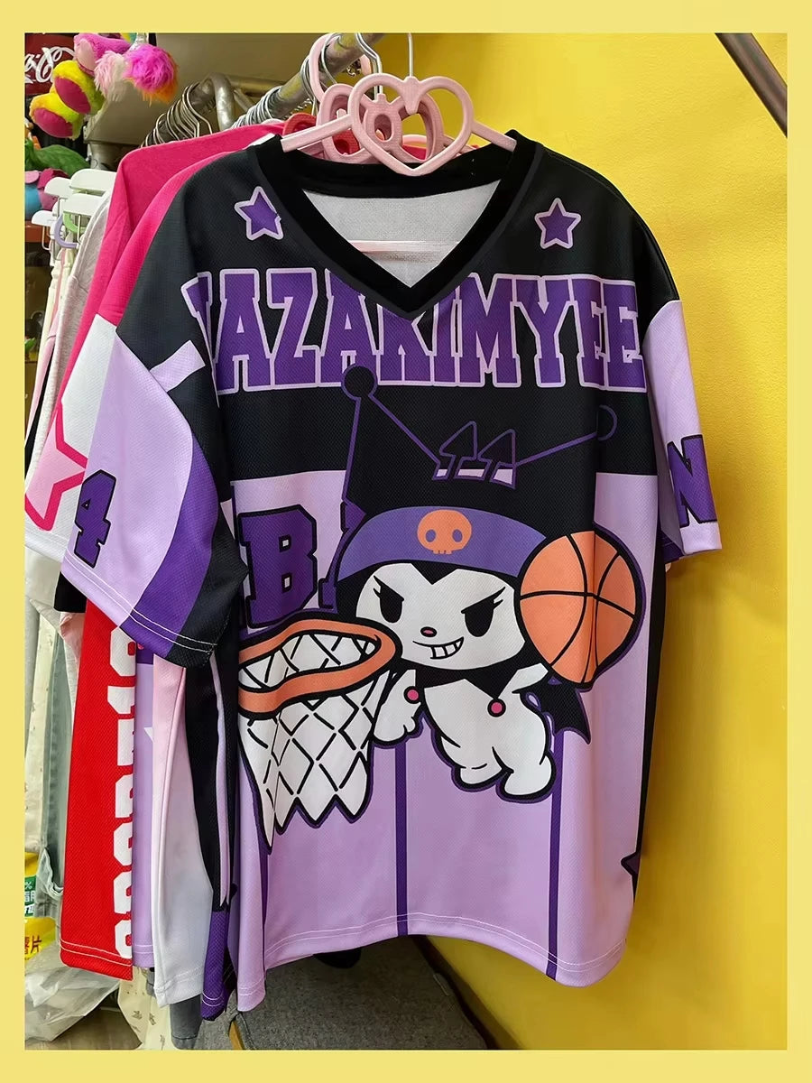 Camiseta de dibujos animados Hello Kitty de la marca Glow, ropa deportiva ligera y transpirable para mujeres y hombres.