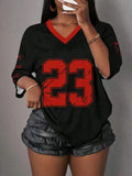 Camiseta gráfica minimalista para mujer con letras NO.23, jersey deportivo de verano, estilo Y2K, marca Glow, ropa para baloncesto.