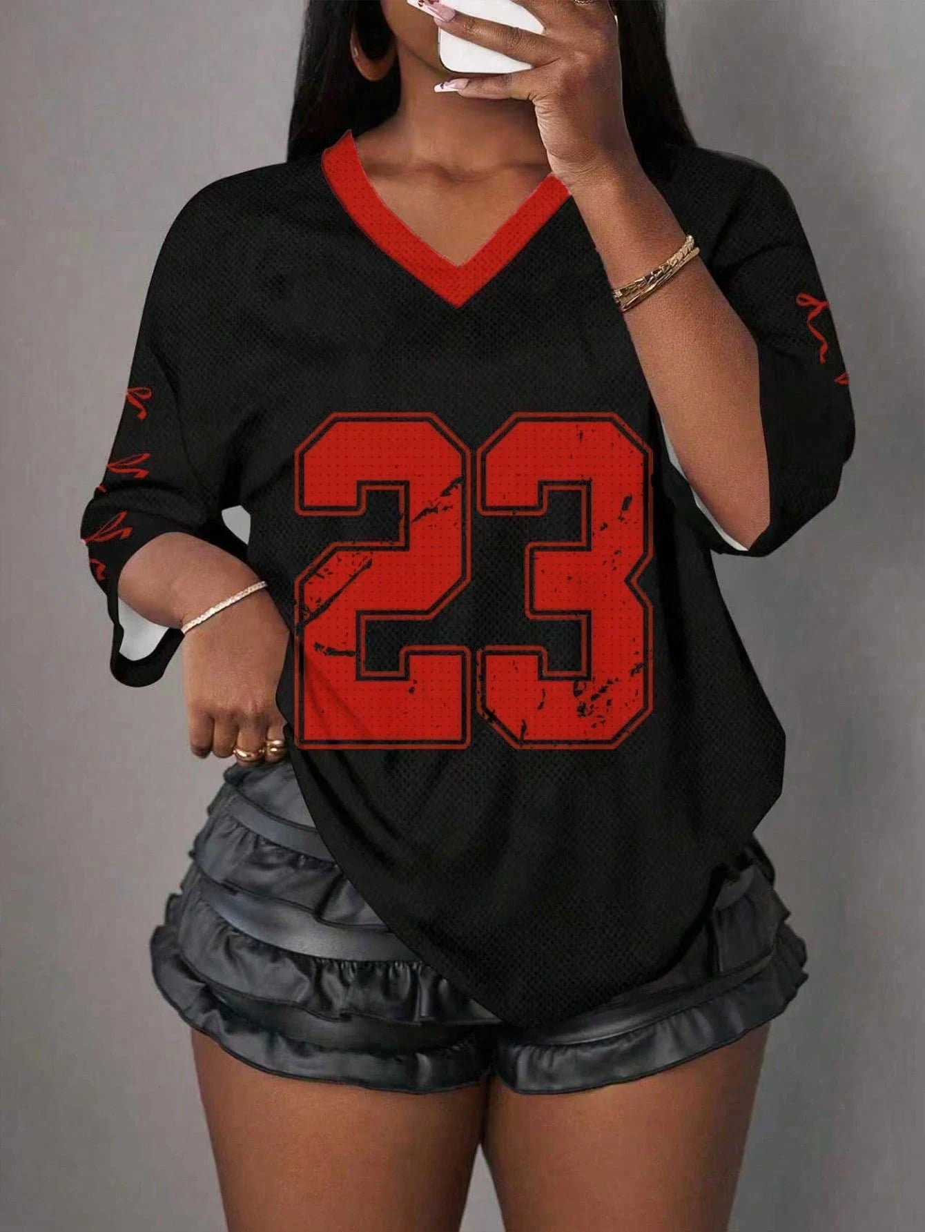 Camiseta gráfica minimalista para mujer con letras NO.23, jersey deportivo de verano, estilo Y2K, marca Glow, ropa para baloncesto.
