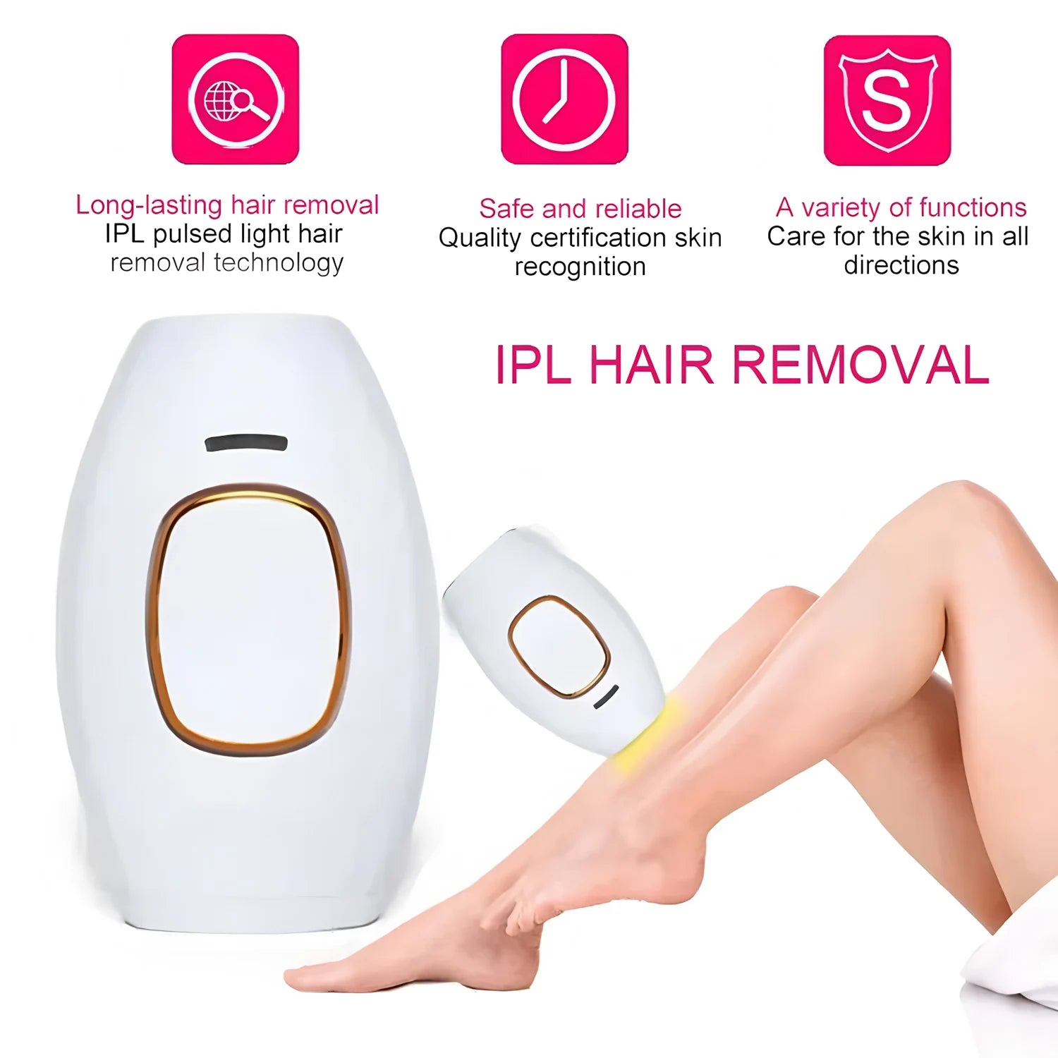 Depiladora láser Glow para el cabello, dispositivo IPL eléctrica indolora para hombres y mujeres en uso en el hogar.