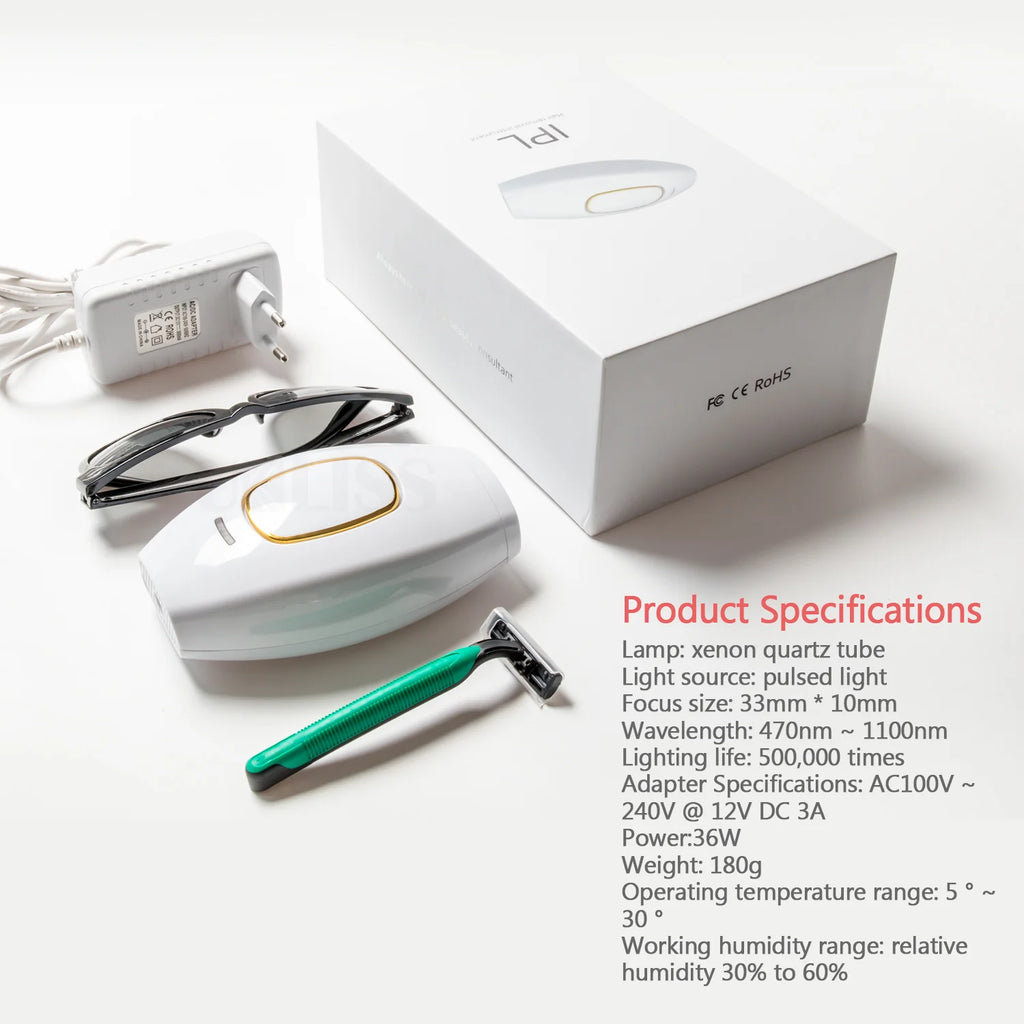Depiladora láser IPL Glow para mujer, dispositivo de depilación para bikini y cuerpo con tecnología de pulso para uso doméstico.
