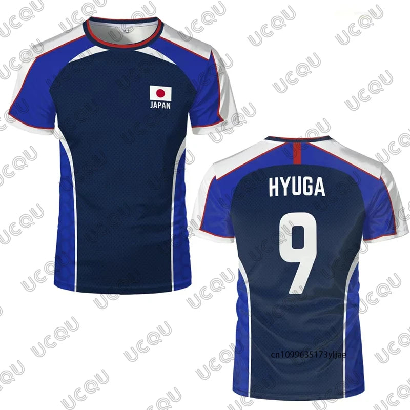 Camiseta de fútbol Glow con bandera japonesa de capitán Tsubasa, ropa deportiva de secado rápido para hombres, mujeres y niños.