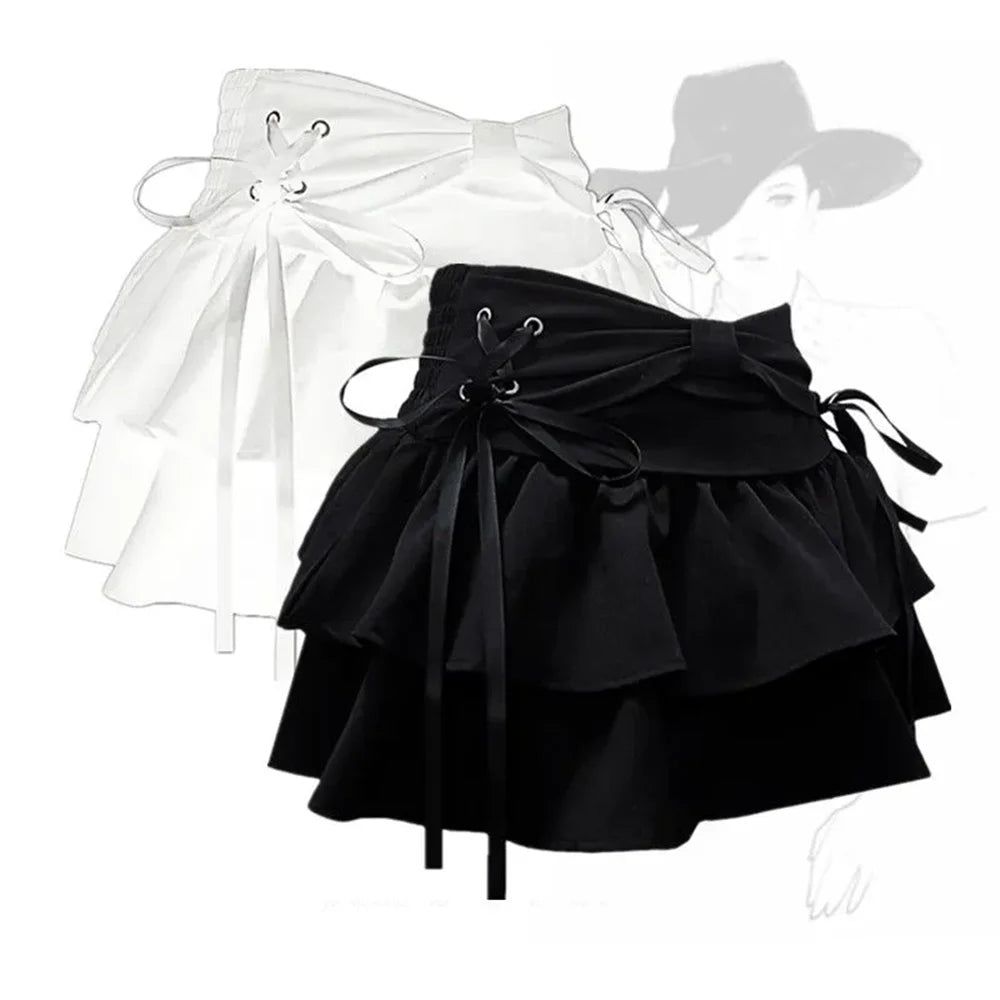 Minifalda de mezclilla vintage para mujer, estilo calle, con lazo Kawaii, diseño sexy y gótico en línea A, moda de verano.