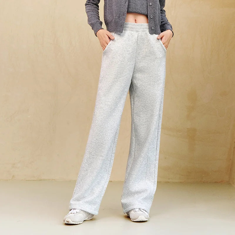Pantalones térmicos antibacterianos para mujer de marca Glow, con pierna ancha y forro polar en color liso para invierno 2024.