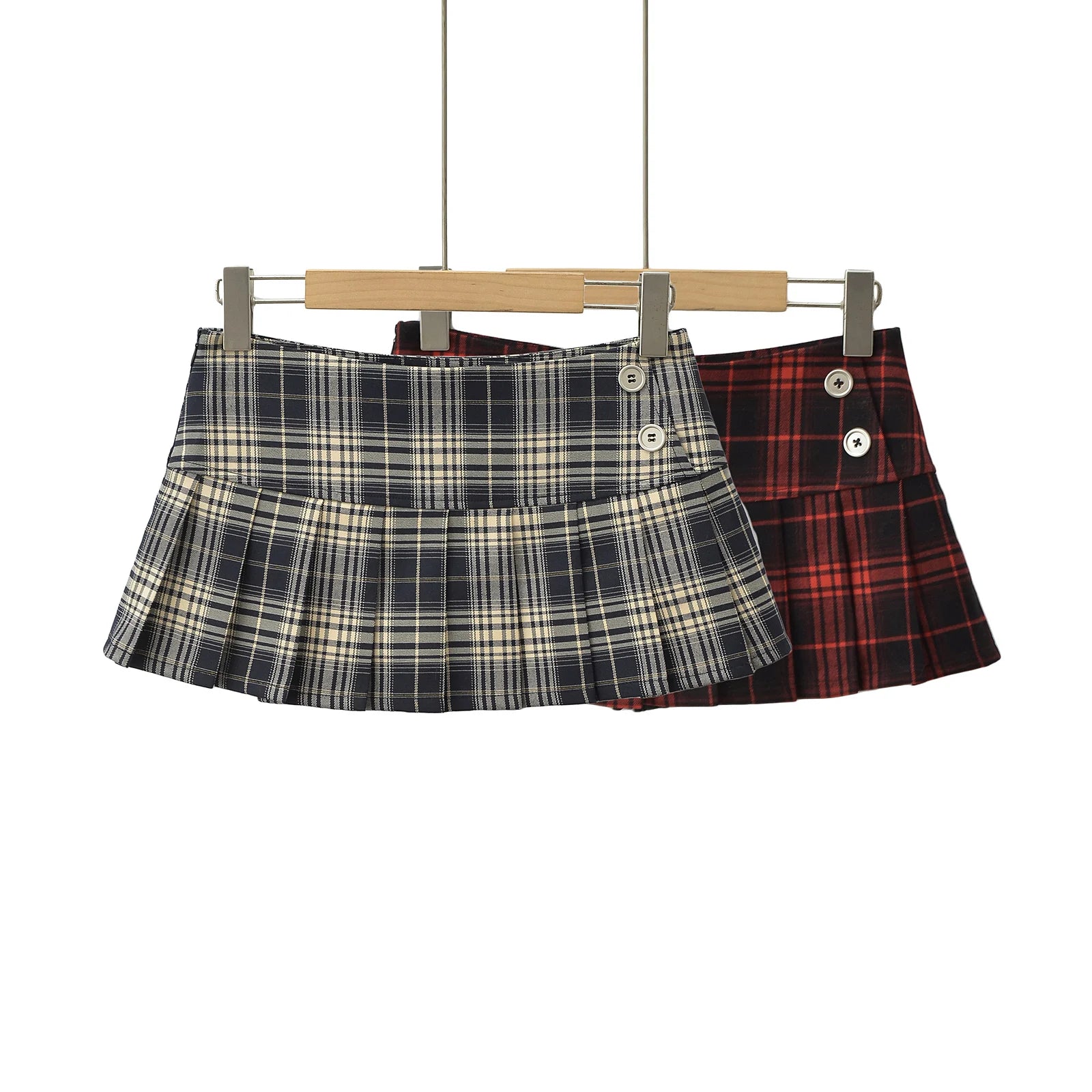 Minifalda de verano para mujer, falda a cuadros rojos vintage estilo preppy, plisada y de moda coreana, marca Glow