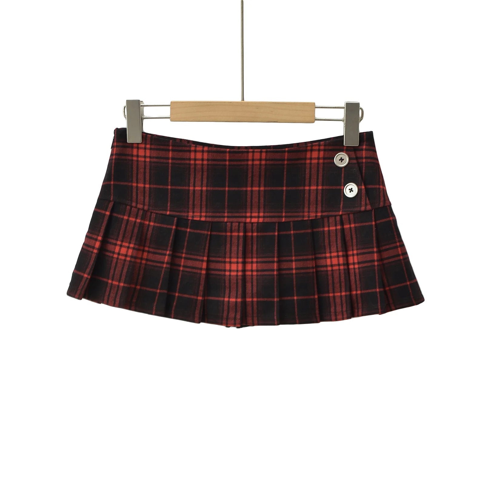 Minifalda de verano para mujer, falda a cuadros rojos plisada, estilo vintage coreano y preppy, de la marca Glow.