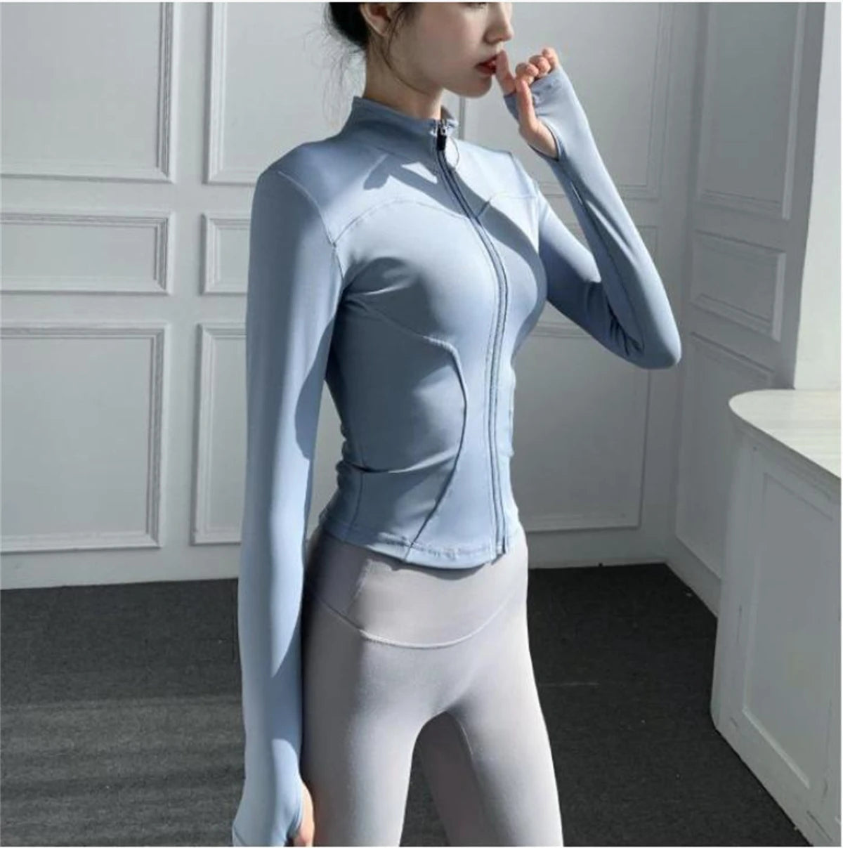 Chaqueta deportiva de manga larga para mujer Glow, abrigo de entrenamiento para gimnasio, yoga, correr y ciclismo, con cremallera.
