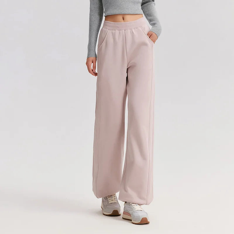 Pantalones térmicos antibacterianos para mujer de Glow con pierna ancha, forro polar, color liso, ideal para invierno 2024