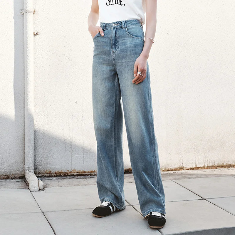 Pantalones vaqueros anchos para mujer de la marca Glow, estilo verano 2025, pantalones largos de moda y sensación fresca.