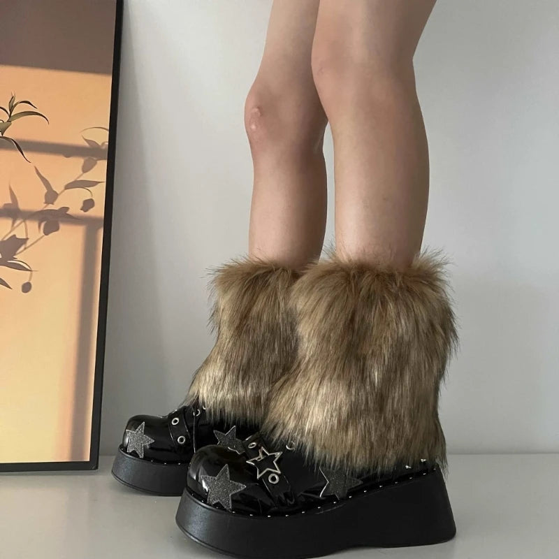 Calentadores de piernas de felpa de piel sintética Glow, cubiertas cálidas de 15cm en 3 colores para botas sin pies para mujer.