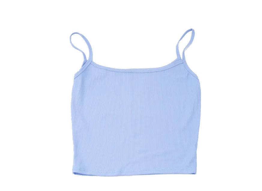 Camisola pequeña de verano para niñas de la marca Glow, color sólido, con chaleco de hilo y look adelgazante.