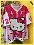 Camiseta de dibujos animados Hello Kitty de Glow, ropa deportiva ligera y transpirable para mujeres y hombres, estilo casual y cómodo.