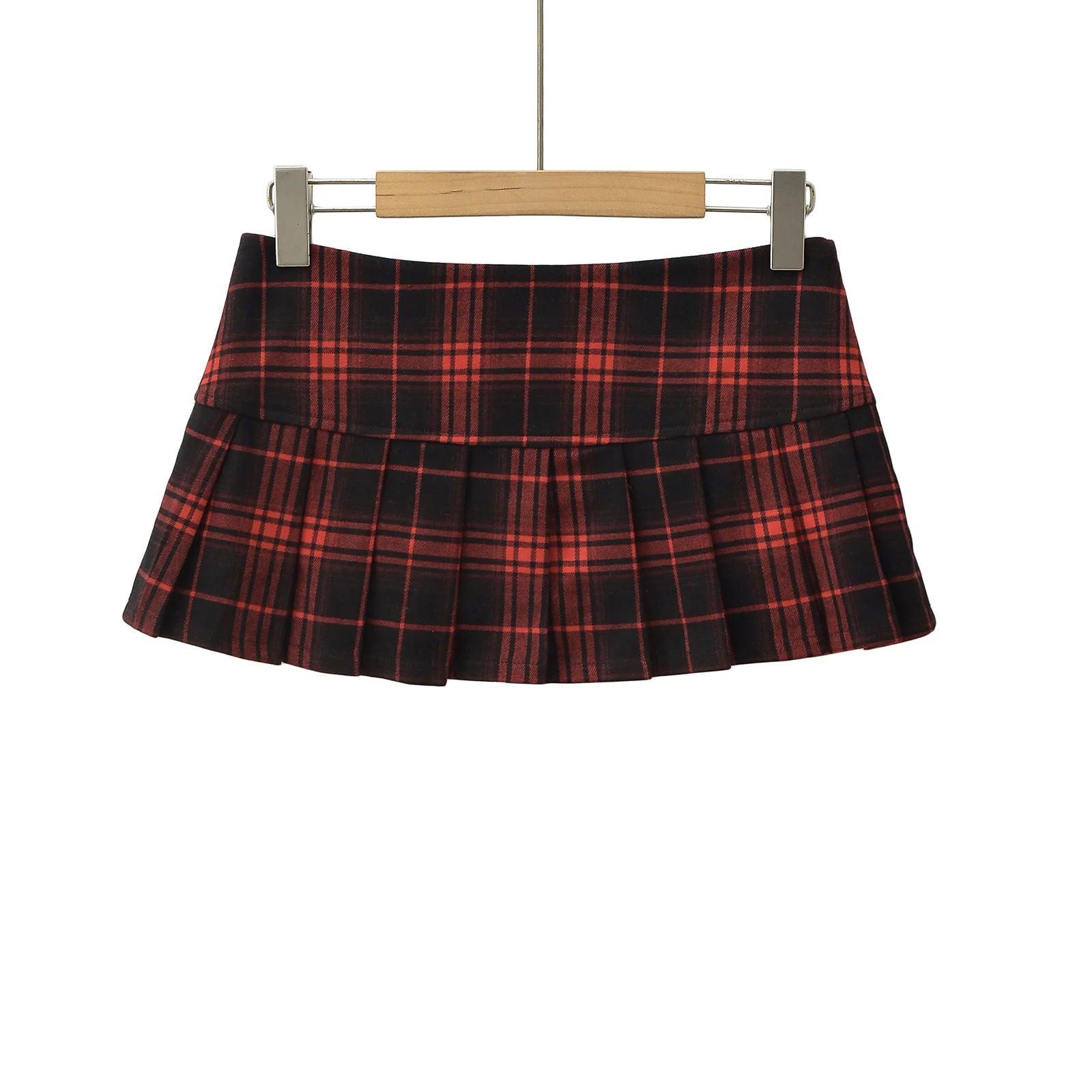 Minifalda de verano para mujer, falda a cuadros rojos, plisada, estilo vintage coreano y preppy, de la marca Glow