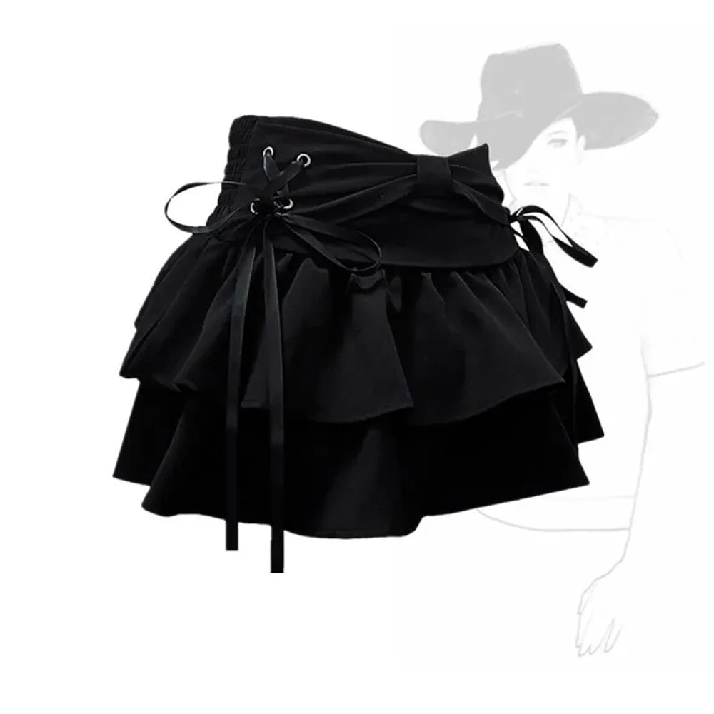 Minifalda de mezclilla vintage para mujer, estilo Kawaii y gótico, con lazo, ropa de calle, perfecta para verano, marca Glow