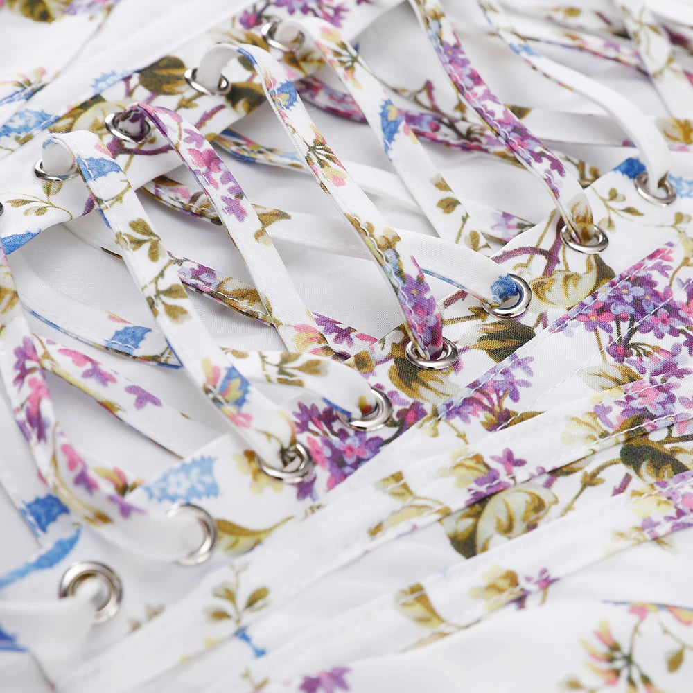 Camisola corta con corsé y estampado floral de verano para mujer, top sexy con cordones de la marca Glow.