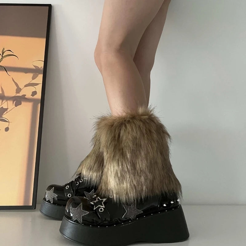 Calentadores de piernas de felpa sintética de 15cm en 3 colores, para botas sin pies, accesorios de ropa para mujer de la marca Glow