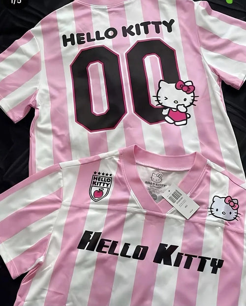 Camiseta de dibujos animados Hello Kitty de la marca Glow, ropa deportiva ligera, transpirable y cómoda para mujeres y hombres.