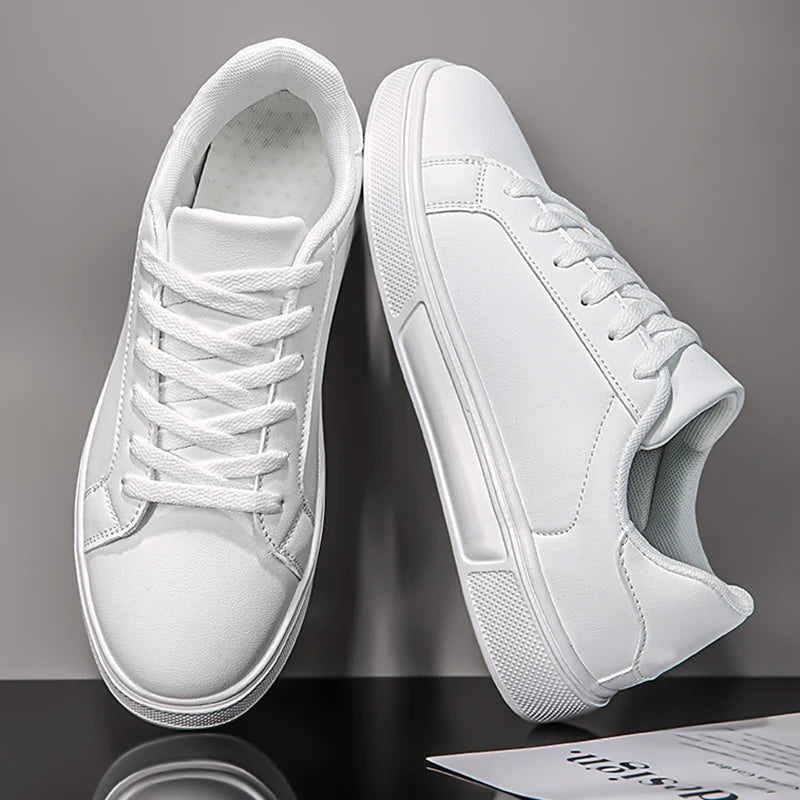 Zapatos informales de negocios para hombre y mujer, suaves, cómodos y de cuero PU, zapatillas blancas de otoño de marca Glow