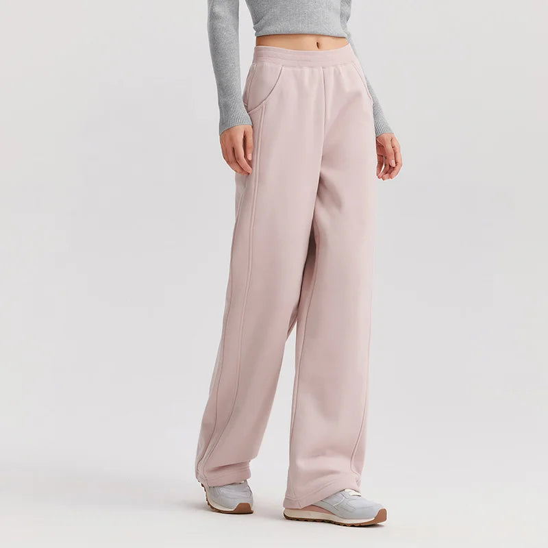 Pantalones térmicos antibacterianos para mujer Glow, de pierna ancha, color liso, con forro polar, ideales para invierno 2024.