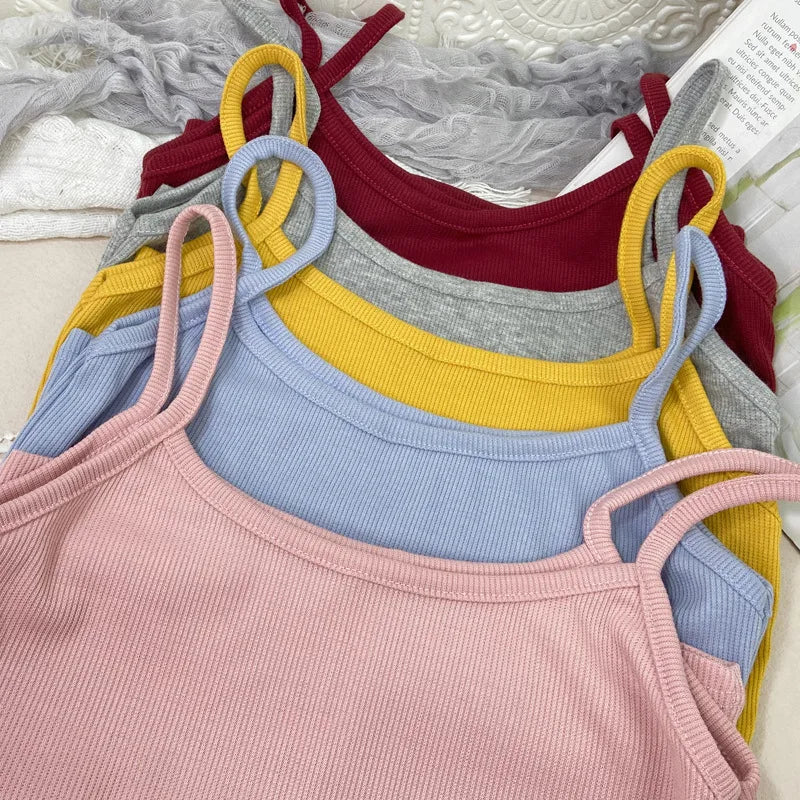 Camisola pequeña de verano para niñas de color sólido, con chaleco de hilo y estilo adelgazante, de la marca Glow.