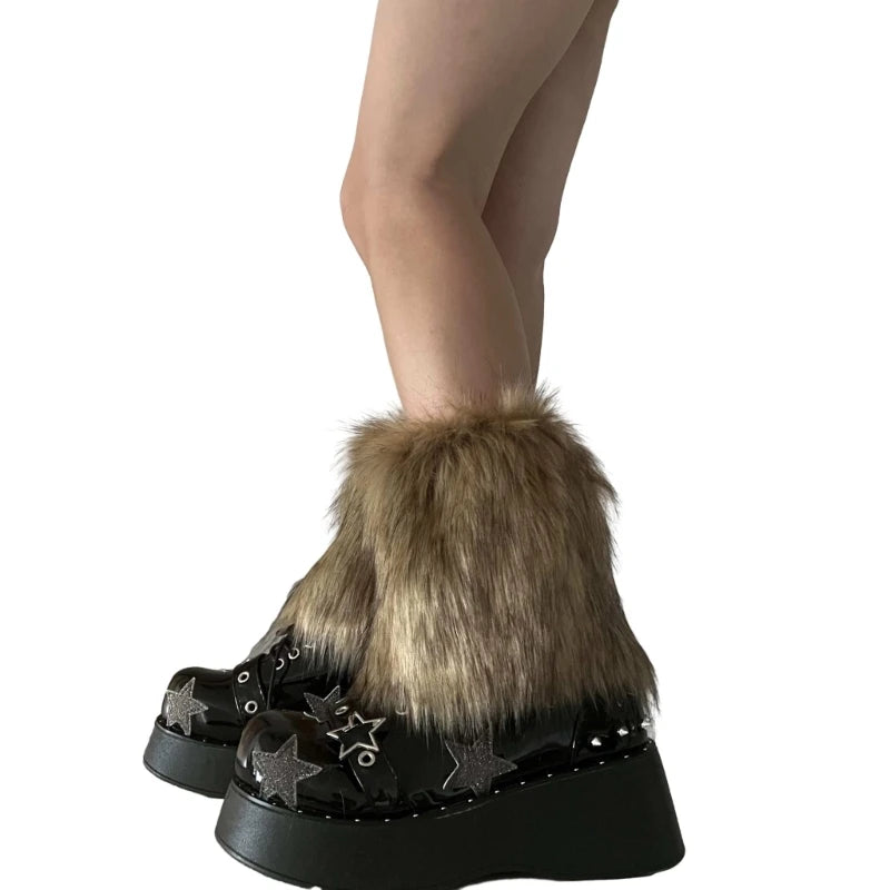 Calentadores de piernas de felpa sintética Glow, gruesos y cálidos, en 15cm, en tres colores, ideales para botas sin pies para mujer.