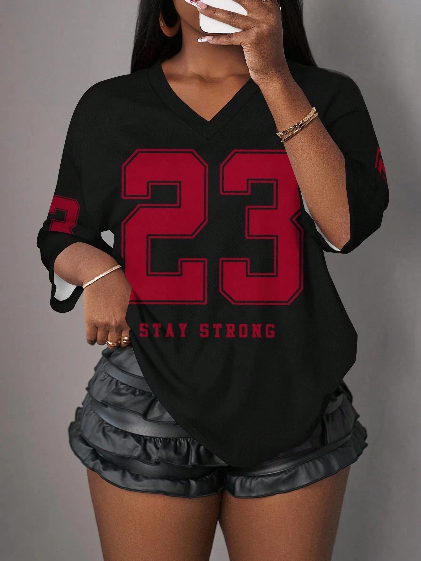 Camiseta gráfica minimalista para mujer de Glow, con letras NO.23, jersey deportivo de verano para baloncesto y estilo Y2K.