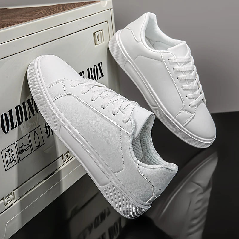 Zapatos informales de cuero PU para hombre y mujer, zapatillas blancas cómodas y suaves ideales para otoño, marca Glow.