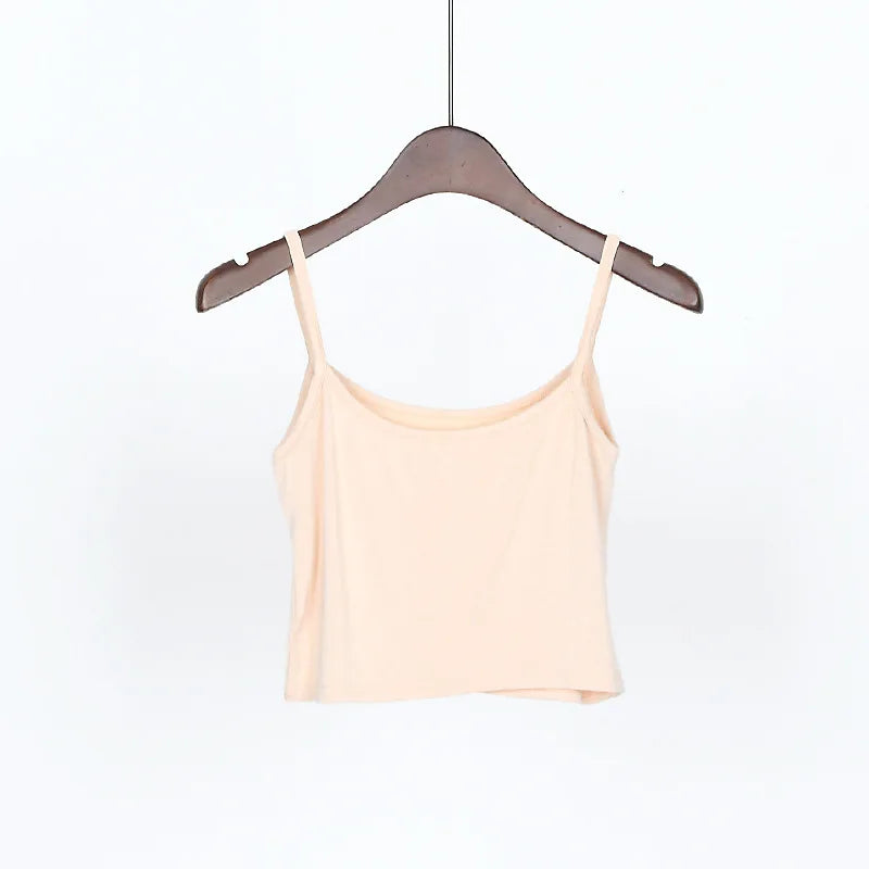 Camisola pequeña de verano Glow en color sólido, con estilo adelgazante y chaleco de hilo, ideal para niñas y estudiantes.
