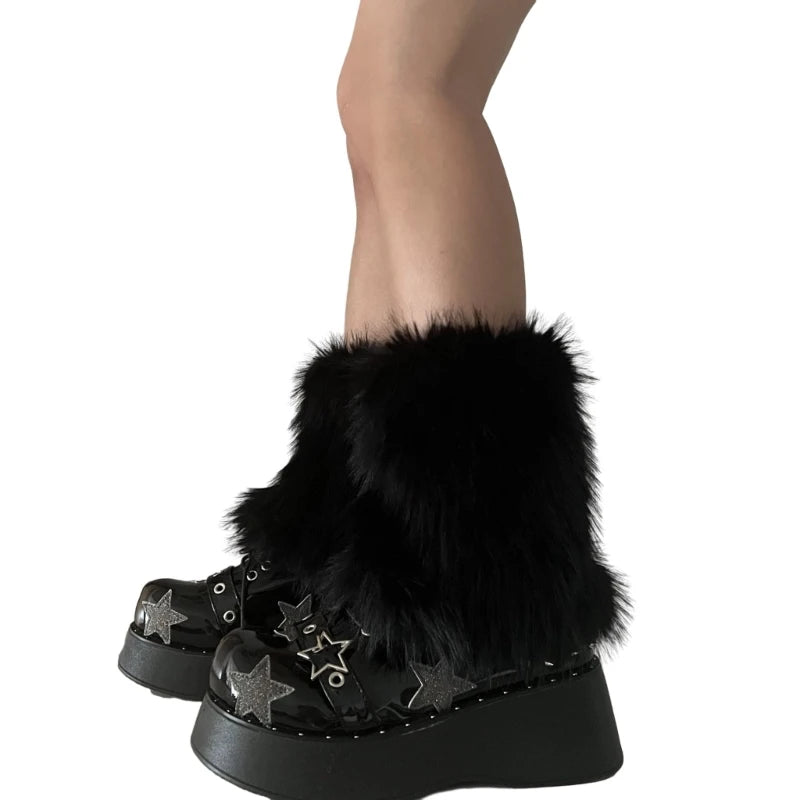 Calentadores de piernas de felpa sintética de 15cm en tres colores, accesorios cálidos para botas sin pies de mujer, marca Glow.