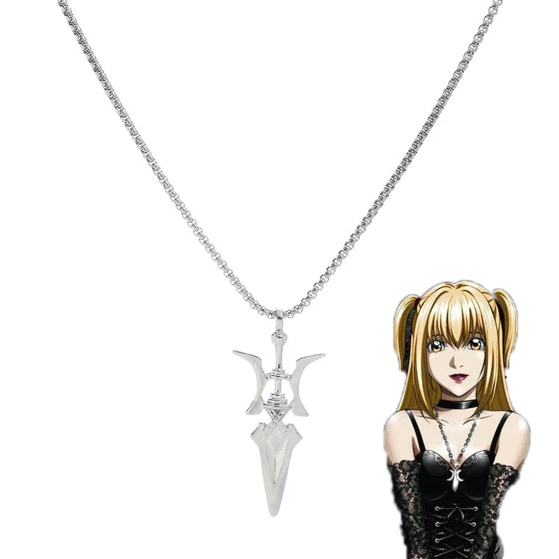 Collar de cosplay de anime Misa Amane con colgante de alabarda, joyería de Halloween para disfraces, marca Glow