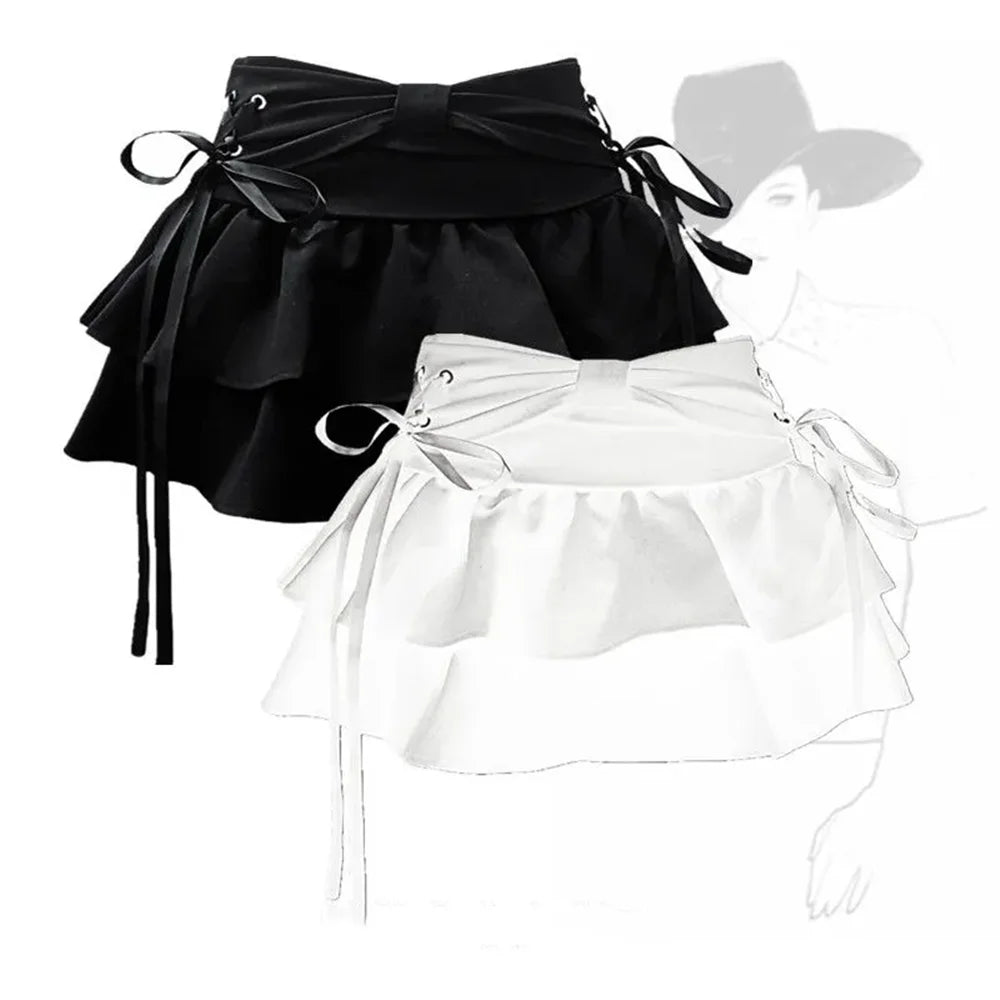 Minifalda de mezclilla vintage para mujer, estilo Kawaii y gótico, con lazo, ideal para verano y moda calleera de Glow