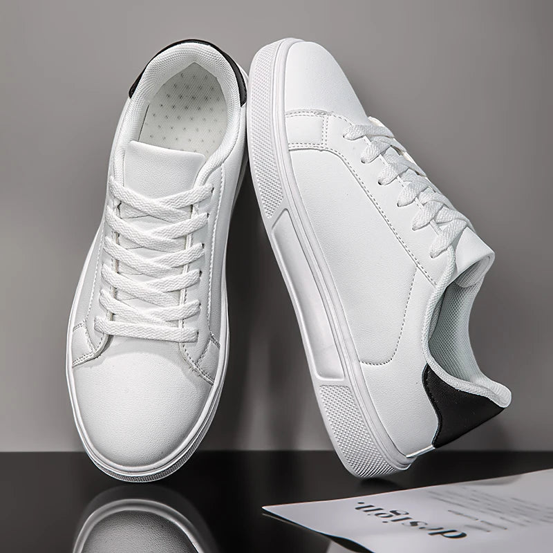 Zapatos informales de negocios para hombre y mujer, cuero PU, zapatillas blancas sólidas para otoño, comodidad y estilo Glow.