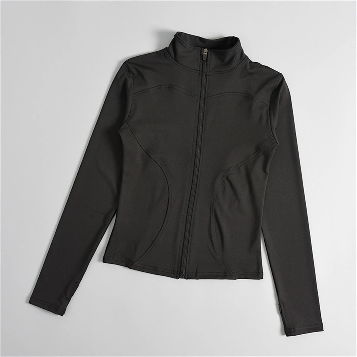 Chaqueta deportiva de manga larga para mujer Glow, abrigo de entrenamiento para gimnasio, yoga, correr y ciclismo en color negro