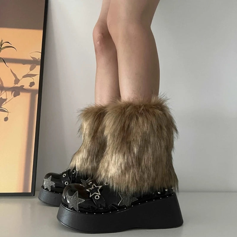 Calentadores de piernas de felpa sintética Glow, cubiertas cálidas de 15cm en 3 colores para botas sin pies, accesorios de moda Y2K.