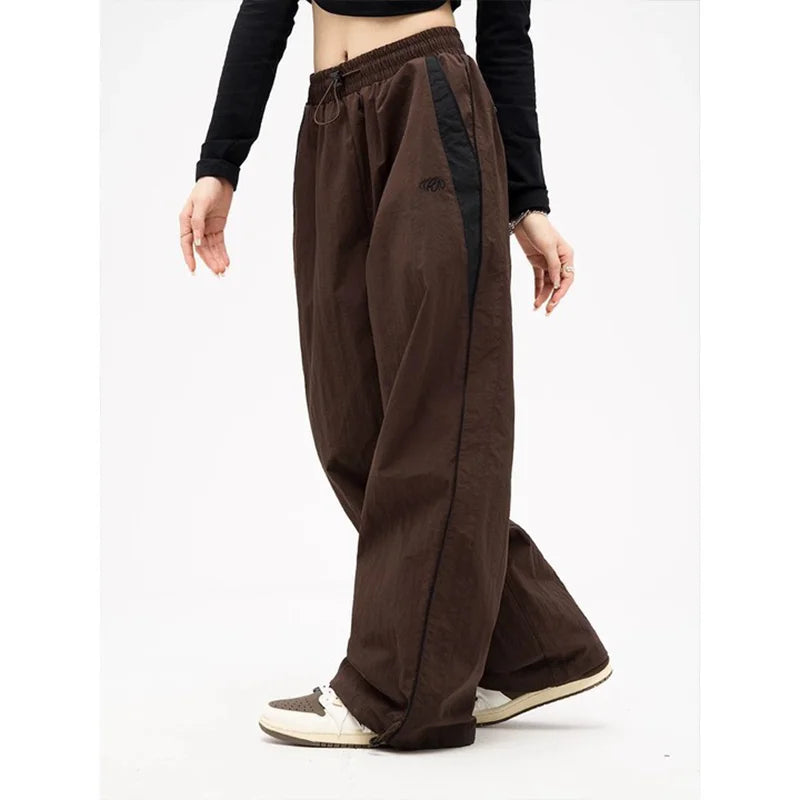 Pantalones holgados retro de primavera para mujer, chándal con cintura media y pierna ancha, ropa deportiva Y2K de Glow