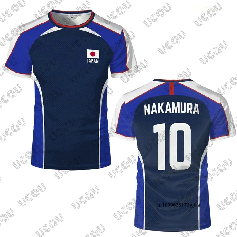 Camiseta deportiva Glow de fútbol con bandera japonesa y diseño de capitán Tsubasa, para hombres, mujeres y niños, secado rápido.