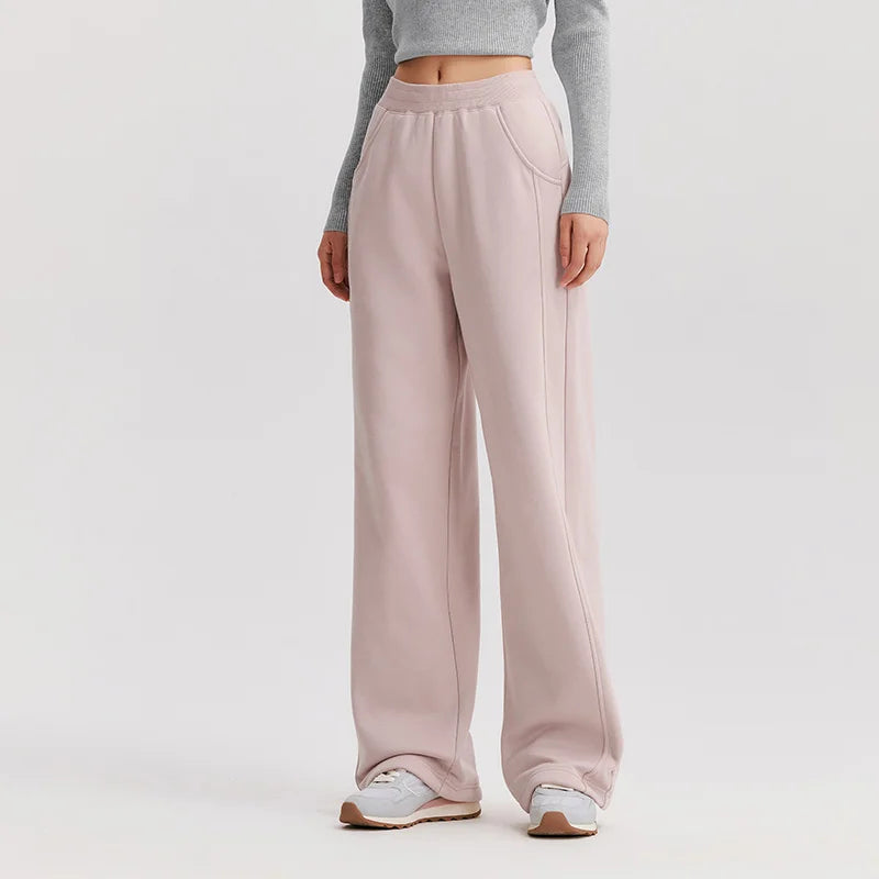Pantalones térmicos antibacterianos para mujer de marca Glow, de pierna ancha, color liso y forro polar para invierno 2024.