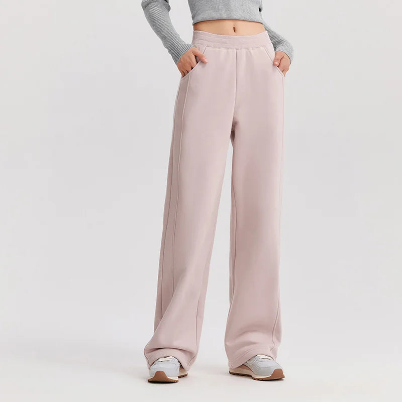 Pantalones térmicos para mujer Glow, de pierna ancha, color liso, forro polar antibacteriano, ideal para invierno 2024.