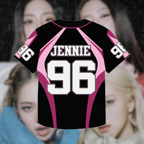 Camiseta Oversize de mujer Glow con estampado de letras JISOO/JENNIE, moda Y2K, estilo Ins, cómoda y moderna para mujer.