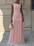 Conjunto de faldas plisadas y vestido sin mangas de Glow, estilo bohemio y elegante para mujer, verano, ajustado y largo