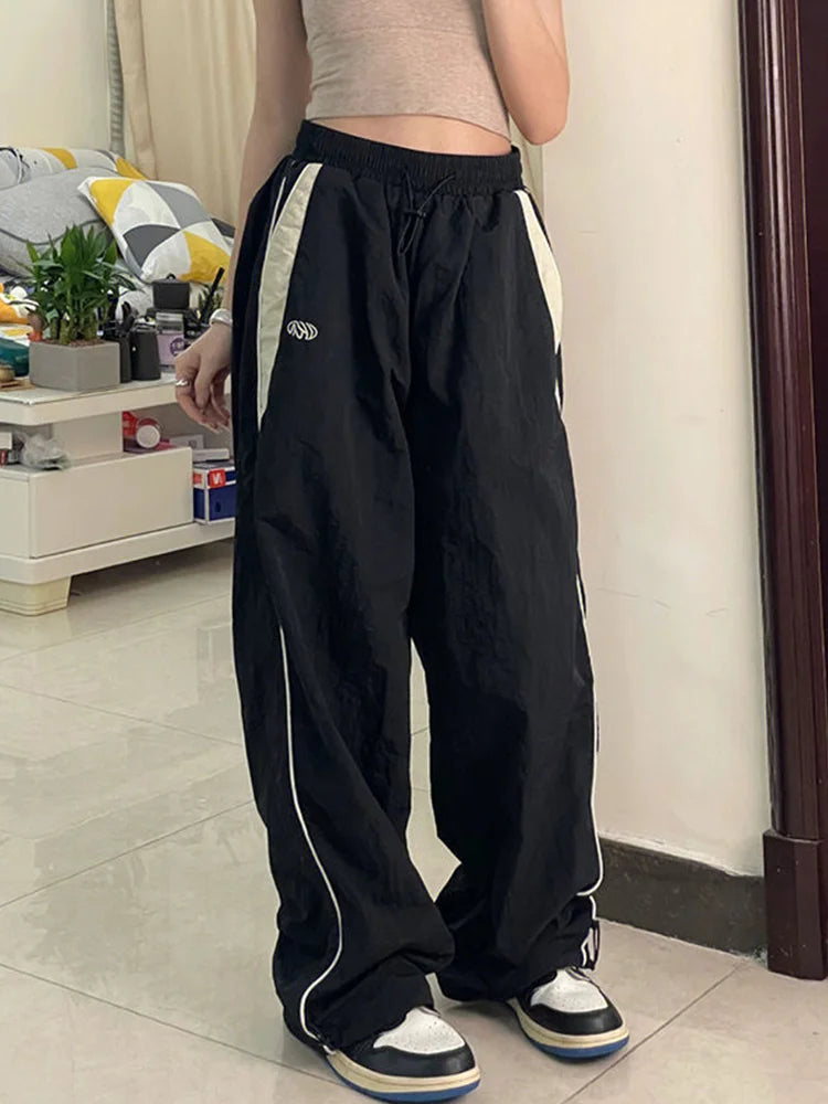 Pantalones holgados retro de primavera para mujer de la marca Glow, pantalones de chándal con pierna ancha y cordón, estilo Y2K.